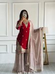 DESIGNER GEORGETTE CODING SEQUENCE EMBROIDERY WORK TOP SHARARA WITH DUPATTA FESTIVE WEAR WHOLESALE PRICE ETHNIC GARMENT (5)