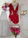 DESIGNER GEORGETTE CODING SEQUENCE EMBROIDERY WORK TOP SHARARA WITH DUPATTA FESTIVE WEAR WHOLESALE PRICE ETHNIC GARMENT (5)
