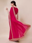 DESIGNER GEORGETTE EMBROIDERY AND CUT WORK LACE BORDER WORK SAREE WITH UNSTITCHED BLOUSE PARTY WEAR WHOLESALE PRICE ETHNIC GARMENT (1)