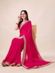 DESIGNER GEORGETTE EMBROIDERY AND CUT WORK LACE BORDER WORK SAREE WITH UNSTITCHED BLOUSE PARTY WEAR WHOLESALE PRICE ETHNIC GARMENT (1)