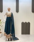 DESIGNER GEORGETTE EMBROIDERY SEQUENCE LACE WORK GOWN WITH DUPATTA PARTY WEAR WHOLESALE PRICE ETHNIC GARMENT (3)