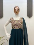 DESIGNER GEORGETTE EMBROIDERY SEQUENCE LACE WORK GOWN WITH DUPATTA PARTY WEAR WHOLESALE PRICE ETHNIC GARMENT (3)