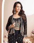 DESIGNER GEORGETTE EMBROIDERY SEQUENCE WORK BLOUSE PALAZZO WITH KOTI PARTY WEAR WHOLESALE PRICE ETHNIC GARMENT (5)