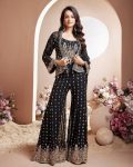 DESIGNER GEORGETTE EMBROIDERY SEQUENCE WORK BLOUSE PALAZZO WITH KOTI PARTY WEAR WHOLESALE PRICE ETHNIC GARMENT (5)