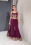 DESIGNER GEORGETTE EMBROIDERY SEQUENCE WORK BLOUSE PALAZZO WITH KOTI PARTY WEAR WHOLESALE PRICE ETHNIC GARMENT (7)