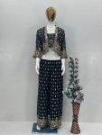 DESIGNER GEORGETTE EMBROIDERY SEQUENCE WORK BLOUSE PALAZZO WITH KOTI PARTY WEAR WHOLESALE PRICE ETHNIC GARMENT (5)