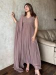 DESIGNER GEORGETTE EMBROIDERY SEQUENCE WORK GOWN BOTTOM WITH DUPATTA CREAM