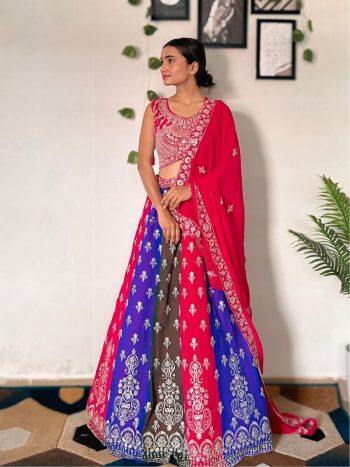 DESIGNER GEORGETTE EMBROIDERY SEQUENCE WORK LEHENGA CHOLI WITH DUPATTA MULTI