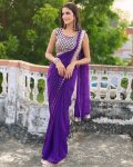 DESIGNER GEORGETTE EMBROIDERY SEQUENCE WORK SAREE WITH UNSTITCHED BLOUSE PARTY WEAR WHOLESALE PRICE ETHNIC GARMENT (3)