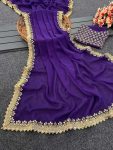 DESIGNER GEORGETTE EMBROIDERY SEQUENCE WORK SAREE WITH UNSTITCHED BLOUSE PARTY WEAR WHOLESALE PRICE ETHNIC GARMENT (3)