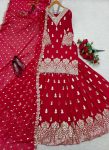 DESIGNER GEORGETTE EMBROIDERY SEQUENCE WORK TOP LEHENGA WITH DUPATTA PARTY WEAR WHOLESALE PRICE ETHNIC GARMENT (1)
