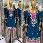 DESIGNER GEORGETTE EMBROIDERY SEQUENCE WORK TOP PALAZZO WITH DUPATTA FESTIVE WEAR WHOLESALE PRICE ETHNIC GARMENT (4)