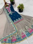 DESIGNER GEORGETTE EMBROIDERY SEQUENCE WORK TOP PALAZZO WITH DUPATTA FESTIVE WEAR WHOLESALE PRICE ETHNIC GARMENT (4)