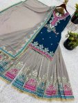 DESIGNER GEORGETTE EMBROIDERY SEQUENCE WORK TOP PALAZZO WITH DUPATTA FESTIVE WEAR WHOLESALE PRICE ETHNIC GARMENT (4)