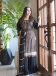 DESIGNER GEORGETTE EMBROIDERY SEQUENCE WORK TOP PALAZZO WITH DUPATTA BLACK