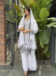 DESIGNER GEORGETTE EMBROIDERY SEQUENCE WORK TOP PALAZZO WITH DUPATTA WHITE