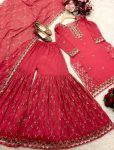 DESIGNER GEORGETTE EMBROIDERY SEQUENCE WORK TOP SHARARA WITH DUPATTA FESTIVE WEAR WHOLESALE PRICE ETHNIC GARMENT (2)