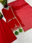 DESIGNER GEORGETTE EMBROIDERY SEQUENCE WORK WITH MOTI WORK TOP PALAZZO WITH DUPATTA FESTIVE WEAR WHOLESALE PRICE ETHNIC GARMENT (8)