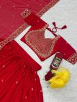 DESIGNER GEORGETTE EMBROIDERY THREAD AND SEQUENCE WORK LEHENGA CHOLI WITH DUPATTA WEDDING WEAR WHOLESALE PRICE ETHNIC GARMENT (3)