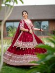 DESIGNER GEORGETTE EMBROIDERY THREAD AND SEQUENCE WORK LEHENGA CHOLI WITH DUPATTA WEDDING WEAR WHOLESALE PRICE ETHNIC GARMENT (3)