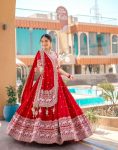DESIGNER GEORGETTE EMBROIDERY THREAD AND SEQUENCE WORK LEHENGA CHOLI WITH DUPATTA WEDDING WEAR WHOLESALE PRICE ETHNIC GARMENT (3)