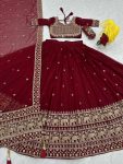 DESIGNER GEORGETTE EMBROIDERY THREAD AND SEQUENCE WORK LEHENGA CHOLI WITH DUPATTA WEDDING WEAR WHOLESALE PRICE ETHNIC GARMENT (3)