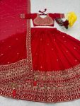 DESIGNER GEORGETTE EMBROIDERY THREAD AND SEQUENCE WORK LEHENGA CHOLI WITH DUPATTA WEDDING WEAR WHOLESALE PRICE ETHNIC GARMENT (3)