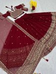 DESIGNER GEORGETTE EMBROIDERY THREAD AND SEQUENCE WORK LEHENGA CHOLI WITH DUPATTA WEDDING WEAR WHOLESALE PRICE ETHNIC GARMENT (3)