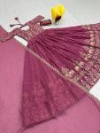 DESIGNER GEORGETTE EMBROIDERY THREAD WORK GOWN WITH DUPATTA FESTIVE WEAR WHOLESALE PRICE ETHNIC GARMENT (2)