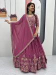 DESIGNER GEORGETTE EMBROIDERY THREAD WORK GOWN WITH DUPATTA PEACH