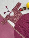 DESIGNER GEORGETTE EMBROIDERY THREAD WORK GOWN WITH DUPATTA FESTIVE WEAR WHOLESALE PRICE ETHNIC GARMENT (2)