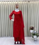 DESIGNER GEORGETTE EMBROIDERY WORK TOP BOTTOM WITH DUPATTA RED