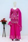 DESIGNER GEORGETTE EMBROIDERY WORK TOP PALAZZO WITH DUPATTA PARTY WEAR WHOLESALE PRICE ETHNIC GARMENT (1)