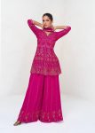 DESIGNER GEORGETTE EMBROIDERY WORK TOP PALAZZO WITH DUPATTA PARTY WEAR WHOLESALE PRICE ETHNIC GARMENT (1)