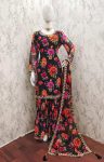DESIGNER GEORGETTE FLORAL PRINTED EMBROIDERY WORK TOP SHARARA WITH DUPATTA PARTY WEAR WHOLESALE PRICE ETHNIC GARMENT (4)