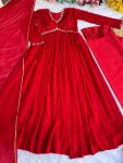 DESIGNER GEORGETTE MOTI HAND WORK ALIA CUT GOWN BOTTOM WITH DUPATTA PARTY WEAR WHOLESALE PRICE ETHNIC GARMENT (1)