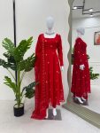 DESIGNER GEORGETTE MOTI HAND WORK ANARKALI GOWN BOTTOM WITH DUPATTA PARTY WEAR WHOLESALE PRICE ETHNIC GARMENT (4)