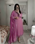 DESIGNER GEORGETTE SEQUENCE AND ZARI EMBROIDERY WORK TOP BOTTOM WITH DUPATTA PINK