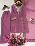 DESIGNER GEORGETTE SEQUENCE AND ZARI EMBROIDERY WORK TOP BOTTOM WITH DUPATTA PARTY WEAR WHOLESALE PRICE ETHNIC GARMENT (11)