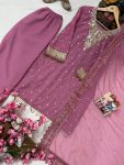 DESIGNER GEORGETTE SEQUENCE AND ZARI EMBROIDERY WORK TOP BOTTOM WITH DUPATTA PARTY WEAR WHOLESALE PRICE ETHNIC GARMENT (11)