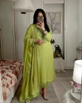 DESIGNER GEORGETTE SEQUENCE AND ZARI EMBROIDERY WORK TOP BOTTOM WITH DUPATTA LEMON