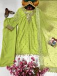 DESIGNER GEORGETTE SEQUENCE AND ZARI EMBROIDERY WORK TOP BOTTOM WITH DUPATTA PARTY WEAR WHOLESALE PRICE ETHNIC GARMENT (3)