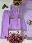 DESIGNER GEORGETTE SEQUENCE AND ZARI EMBROIDERY WORK TOP BOTTOM WITH DUPATTA PARTY WEAR WHOLESALE PRICE ETHNIC GARMENT (7)