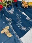DESIGNER GEORGETTE SEQUENCE EMBROIDERY MOTI WORK TOP PALAZZO WITH DUPATTA PARTY WEAR WHOLESALE PRICE ETHNIC GARMENT (3)