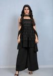 DESIGNER GEORGETTE SEQUENCE EMBROIDERY MOTI WORK TOP PALAZZO WITH DUPATTA BLACK