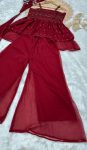 DESIGNER GEORGETTE SEQUENCE EMBROIDERY MOTI WORK TOP PALAZZO WITH DUPATTA PARTY WEAR WHOLESALE PRICE ETHNIC GARMENT (5)
