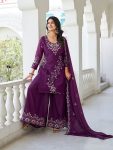 DESIGNER GEORGETTE SEQUENCE EMBROIDERY MOTI WORK TOP PALAZZO WITH DUPATTA PARTY WEAR WHOLESALE PRICE ETHNIC GARMENT (10)