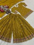 DESIGNER GEORGETTE SEQUENCE EMBROIDERY WORK TOP PALAZZO WITH DUPATTA PARTY WEAR WHOLESALE PRICE ETHNIC GARMENT (4)