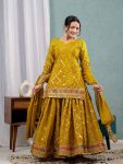 DESIGNER GEORGETTE SEQUENCE EMBROIDERY WORK TOP PALAZZO WITH DUPATTA PARTY WEAR WHOLESALE PRICE ETHNIC GARMENT (4)