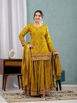 DESIGNER GEORGETTE SEQUENCE EMBROIDERY WORK TOP PALAZZO WITH DUPATTA PARTY WEAR WHOLESALE PRICE ETHNIC GARMENT (4)